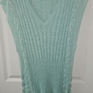 New York & Company Mint Green Ribbed Knit Dress